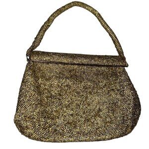 Vintage Antique gold beaded mini purse bag Wedding Prom Dinner